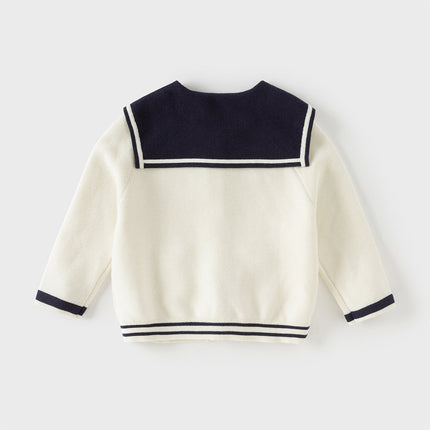 Toddler Girls Beige College-style Breathable Cotton Sweater Cardigans