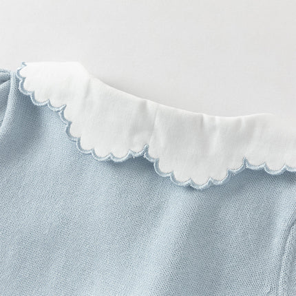 Toddler Girls Summer Light Blue Lace Collar Soft Versatile Sweater Cardigans