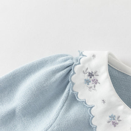 Toddler Girls Summer Light Blue Lace Collar Soft Versatile Sweater Cardigans