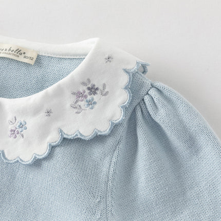 Toddler Girls Summer Light Blue Lace Collar Soft Versatile Sweater Cardigans