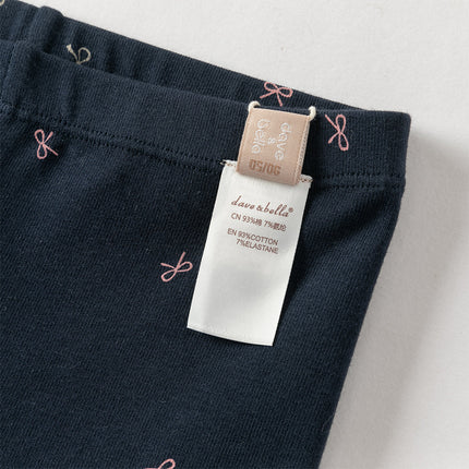 Toddler Girls Navy Blue/Grey Cute Print Slim Leggings