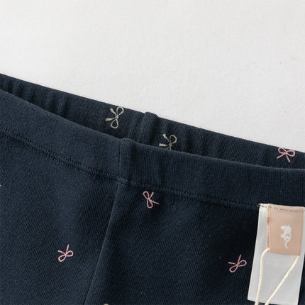Toddler Girls Navy Blue/Grey Cute Print Slim Leggings