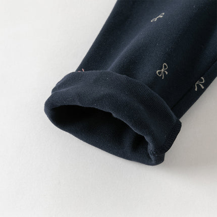 Toddler Girls Navy Blue/Grey Cute Print Slim Leggings