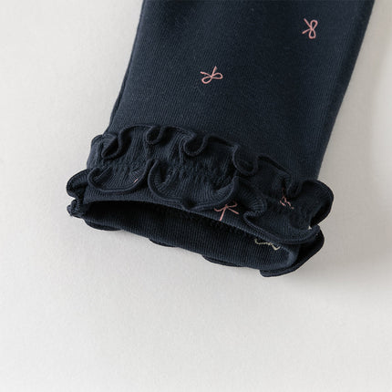 Toddler Girls Navy Blue/Grey Cute Print Slim Leggings