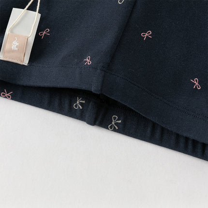 Toddler Girls Navy Blue/Grey Cute Print Slim Leggings