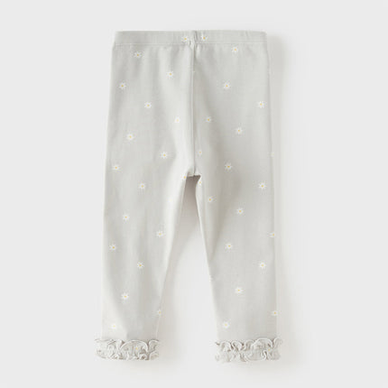 Toddler Girls Navy Blue/Grey Cute Print Slim Leggings