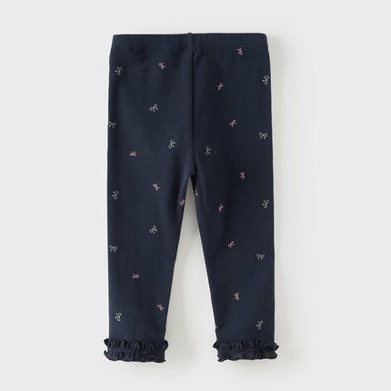 Toddler Girls Navy Blue/Grey Cute Print Slim Leggings