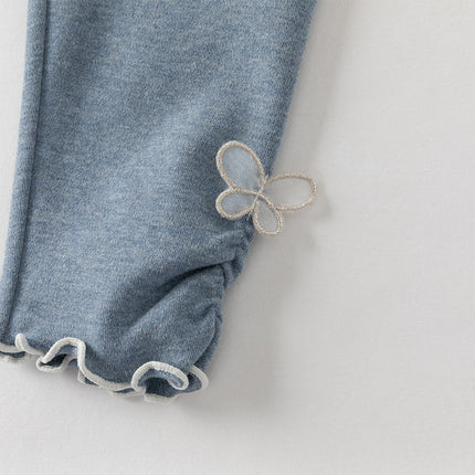 Toddler Girls Fashion Grey/Denim Blue Lightweight Soft Leggings