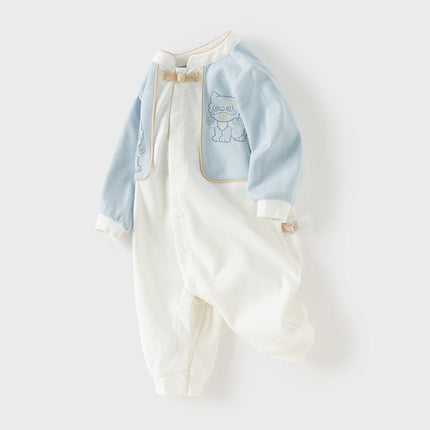 Baby Boys Casual Blue Chinese-style Cotton Comfortable Rompers