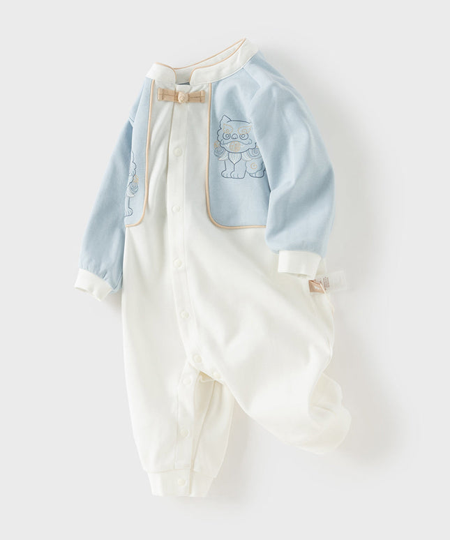 Baby Boys Casual Blue Chinese-style Cotton Comfortable Rompers