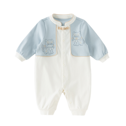 Baby Boys Casual Blue Chinese-style Cotton Comfortable Rompers