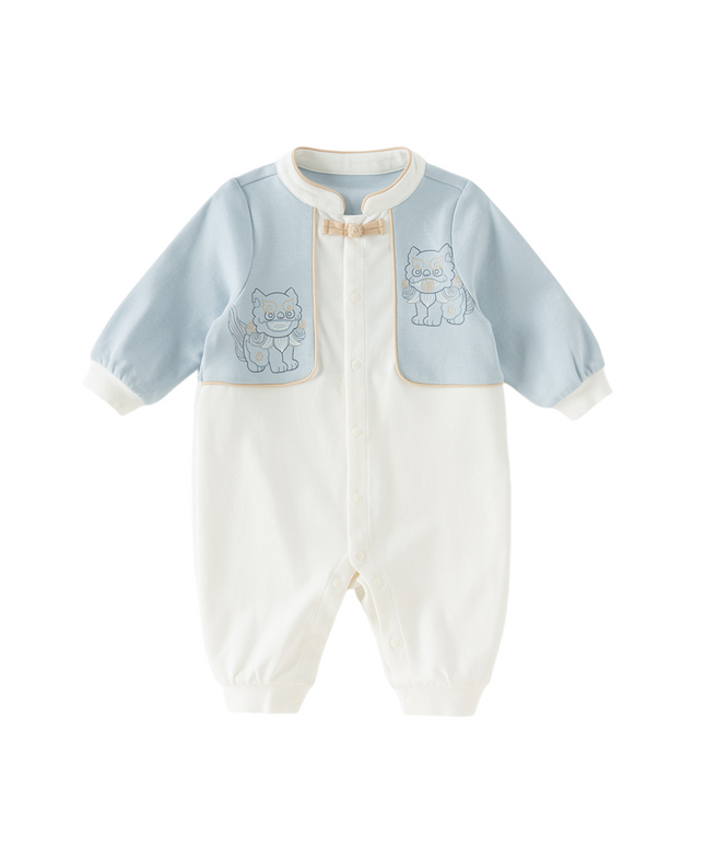 Baby Boys Casual Blue Chinese-style Cotton Comfortable Rompers