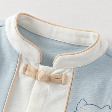 Baby Boys Casual Blue Chinese-style Cotton Comfortable Rompers