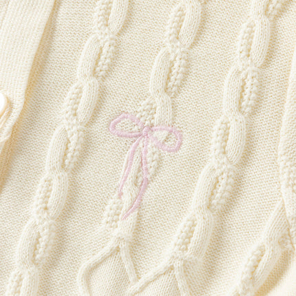 Kids Girls Pearl White Long Sleeve Soft Cotton Sweater Cardigans
