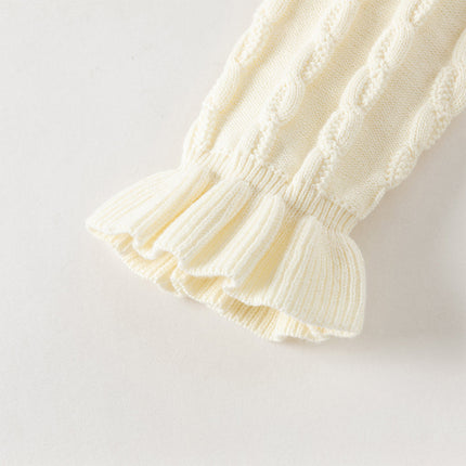 Kids Girls Pearl White Long Sleeve Soft Cotton Sweater Cardigans