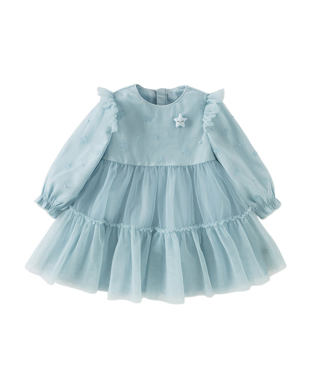 Toddler Girls Elegant Blue Long Sleeve A-line Princess Dress