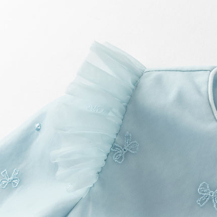 Toddler Girls Elegant Blue Long Sleeve A-line Princess Dress