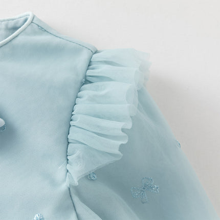 Toddler Girls Elegant Blue Long Sleeve A-line Princess Dress