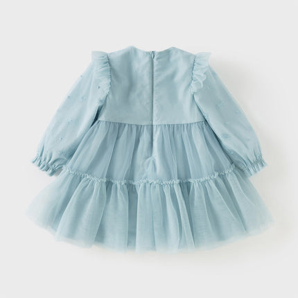 Toddler Girls Elegant Blue Long Sleeve A-line Princess Dress