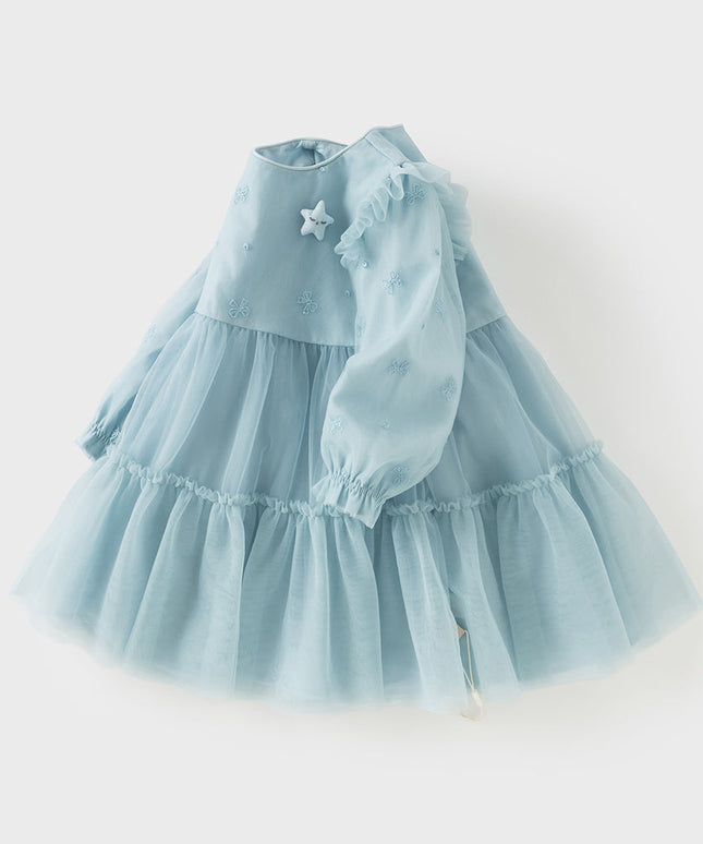 Toddler Girls Elegant Blue Long Sleeve A-line Princess Dress