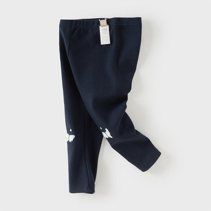Toddler Girls Navy Blue/Light Grey Versatile Slim Leggings