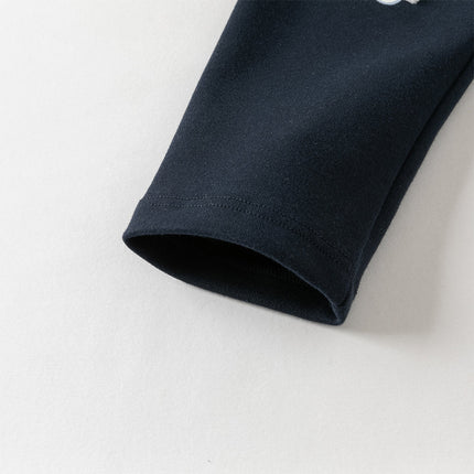 Toddler Girls Navy Blue/Light Grey Versatile Slim Leggings