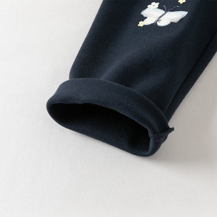 Toddler Girls Navy Blue/Light Grey Versatile Slim Leggings