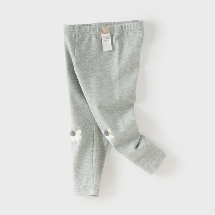 Toddler Girls Navy Blue/Light Grey Versatile Slim Leggings
