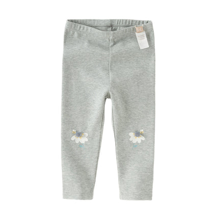 Toddler Girls Navy Blue/Light Grey Versatile Slim Leggings