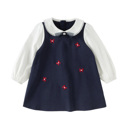 Toddler Girls Navy Blue Long Sleeve Comfortable Party Dress