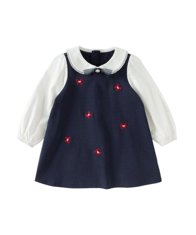 Toddler Girls Navy Blue Long Sleeve Comfortable Party Dress