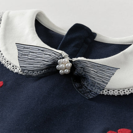 Toddler Girls Navy Blue Long Sleeve Comfortable Party Dress