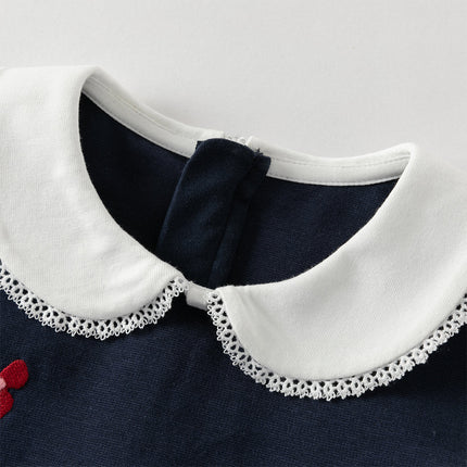 Toddler Girls Navy Blue Long Sleeve Comfortable Party Dress