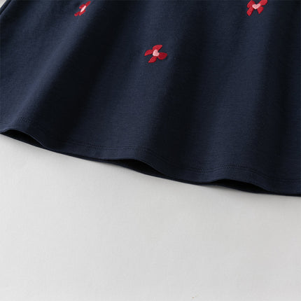 Toddler Girls Navy Blue Long Sleeve Comfortable Party Dress