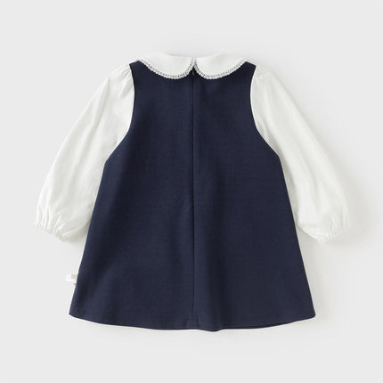 Toddler Girls Navy Blue Long Sleeve Comfortable Party Dress