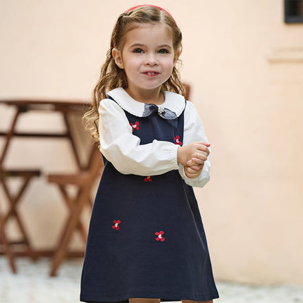 Toddler Girls Navy Blue Long Sleeve Comfortable Party Dress