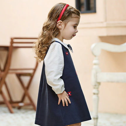 Toddler Girls Navy Blue Long Sleeve Comfortable Party Dress