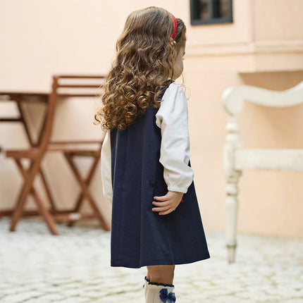 Toddler Girls Navy Blue Long Sleeve Comfortable Party Dress
