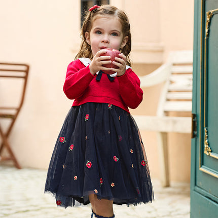 Toddler Girls Adorable Red A-line Mesh Princess Dress