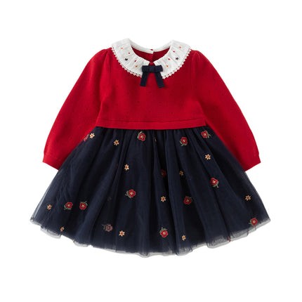 Toddler Girls Adorable Red A-line Mesh Princess Dress