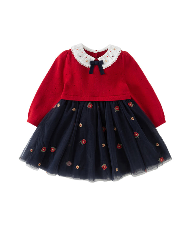 Toddler Girls Adorable Red A-line Mesh Princess Dress