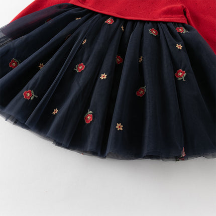 Toddler Girls Adorable Red A-line Mesh Princess Dress