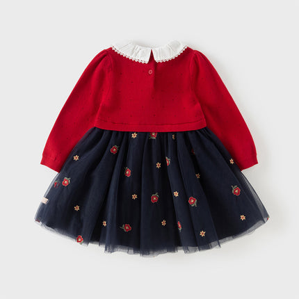 Toddler Girls Adorable Red A-line Mesh Princess Dress
