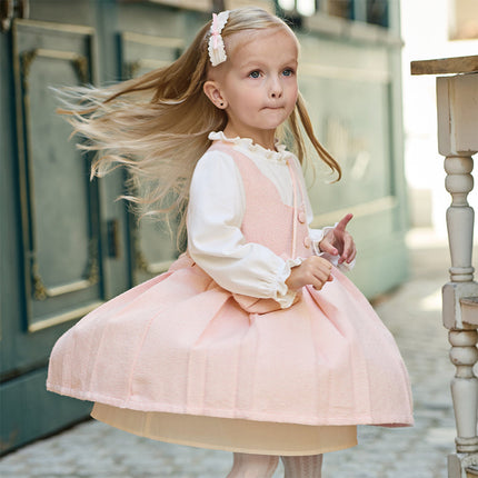 Toddler Girls Sweet Pink Turtle Fake-two-piece A-line Dress(wallet bag)