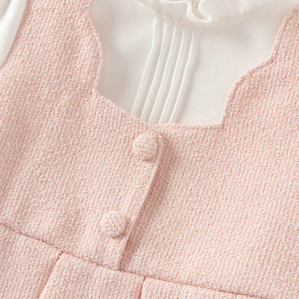 Toddler Girls Sweet Pink Turtle Fake-two-piece A-line Dress(wallet bag)