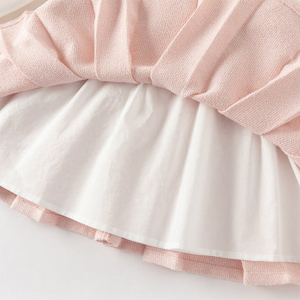 Toddler Girls Sweet Pink Turtle Fake-two-piece A-line Dress(wallet bag)