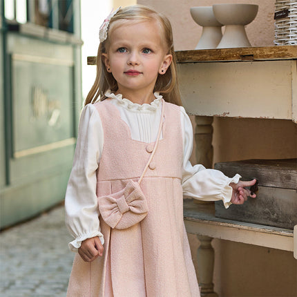 Toddler Girls Sweet Pink Turtle Fake-two-piece A-line Dress(wallet bag)