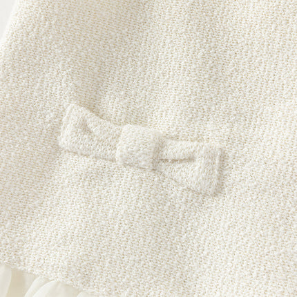 Toddler Girls Elegant Milk White Sleeveless A-line Mesh Dress(wallet bag)
