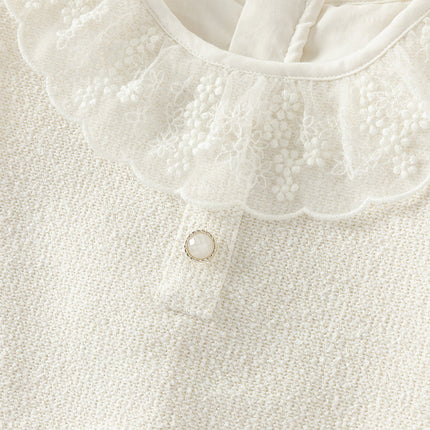 Toddler Girls Elegant Milk White Sleeveless A-line Mesh Dress(wallet bag)