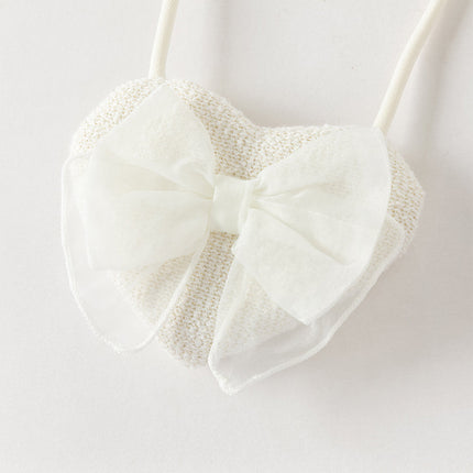 Toddler Girls Elegant Milk White Sleeveless A-line Mesh Dress(wallet bag)